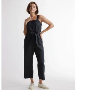 Quince Linen 100% European Square Neck Jumpsuit NWT Black XL